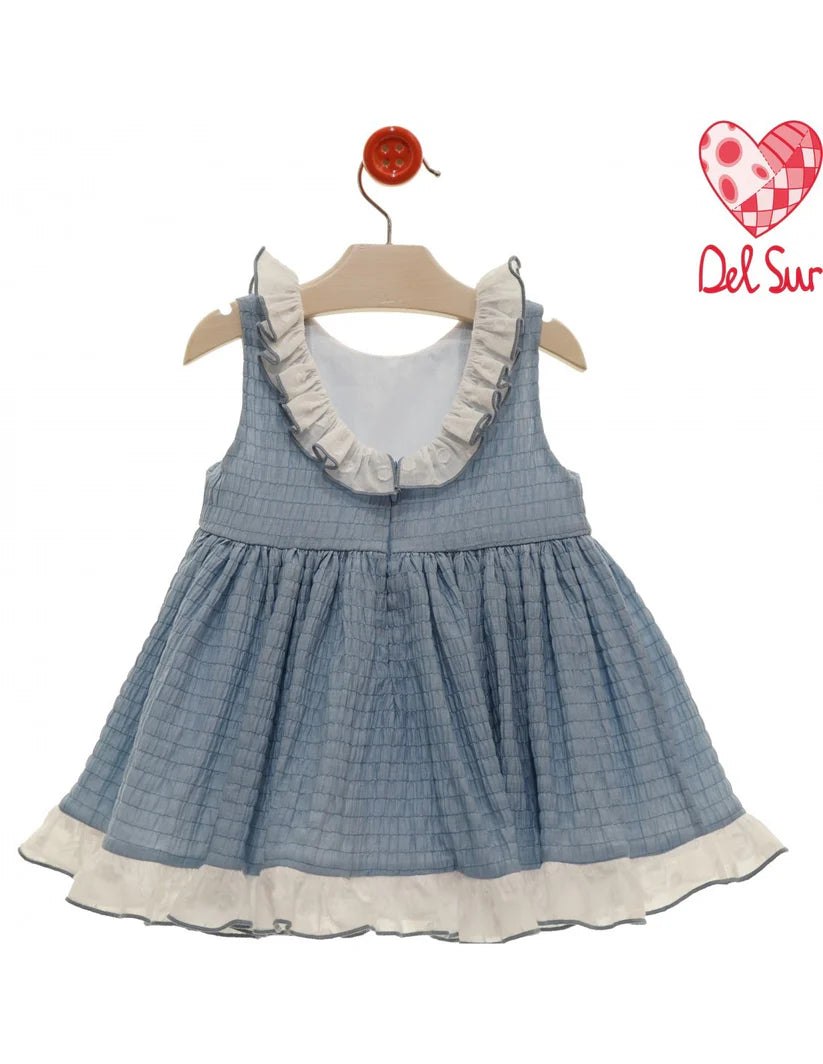 Vestido de niña azul de tirantes Del Sur con volantitos