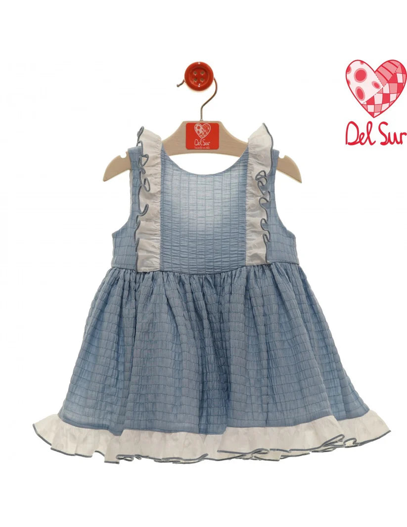 Vestido de niña azul de tirantes Del Sur con volantitos