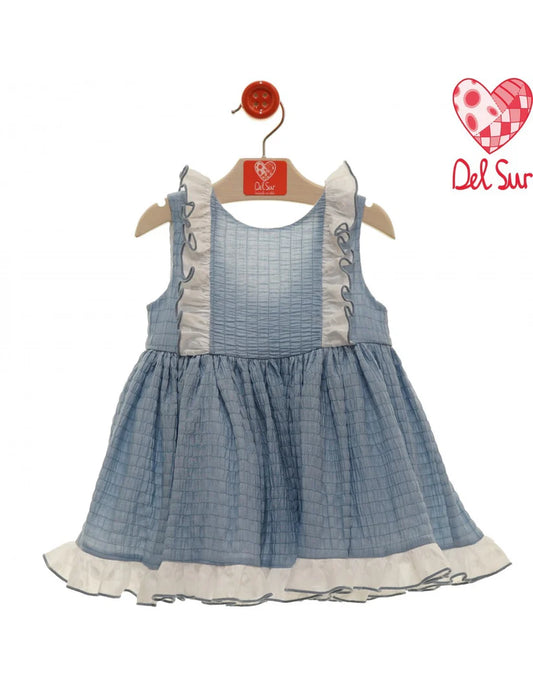 Vestido de niña azul de tirantes Del Sur con volantitos