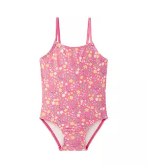 Bañador espalda cruzada rosa con flores y lazo – Waterlemon