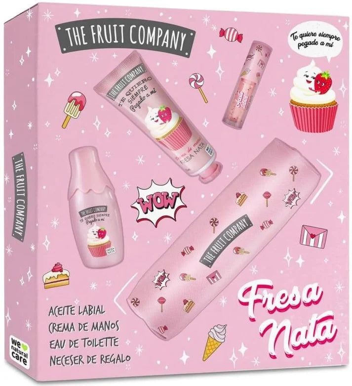 Set de Regalo Fresa y Nata The Fruit Company – Colonia, Aceite Labial, Crema de Manos y Estuche