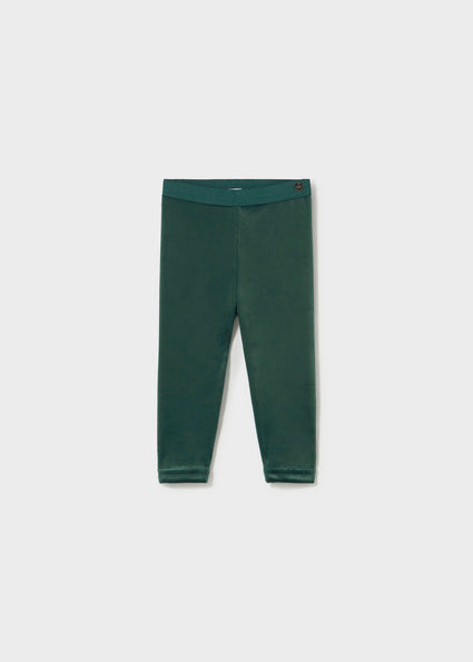Leggins Básico de Terciopelo Verde Botella con Cinturilla Elástica