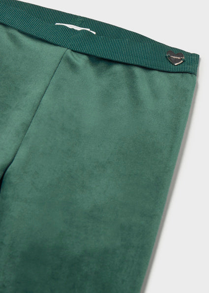 Leggins Básico de Terciopelo Verde Botella con Cinturilla Elástica