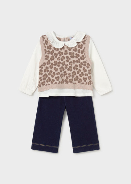Conjunto Infantil Animal Print - Pantalón Vaquero y Camisa con Chaleco Animal Print