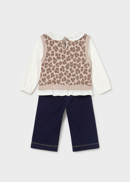 Conjunto Infantil Animal Print - Pantalón Vaquero y Camisa con Chaleco Animal Print