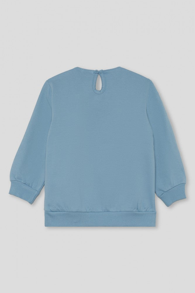 Sudadera de Niña Celeste Afelpada con Detalle de Lazo