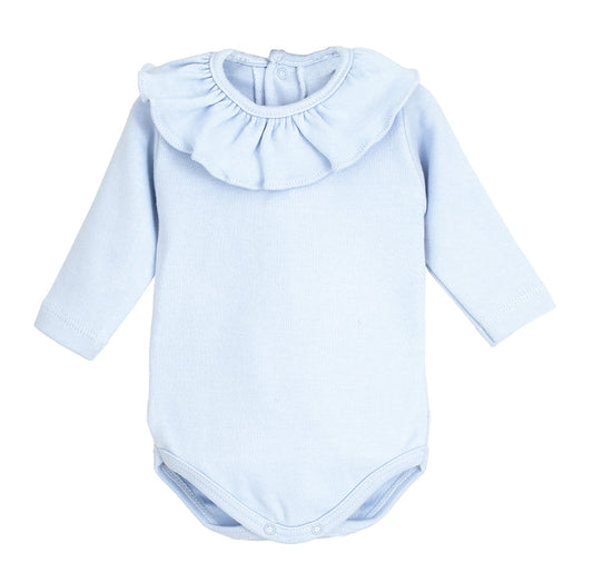 Body elástico de bebé con volante en el cuello – Calamaro (color azul bebé)