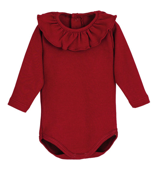 Body elástico de bebé con volante en el cuello – Calamaro (color granate)