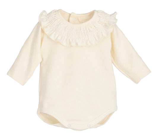 Body bebé Titán Gom de Calamaro | Cuello Volante con filito en color Crudo | Ropa Infantil Unisex de 1 a 24 meses