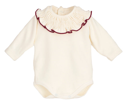 Body bebé Titán Gom Calamaro | Cuello volante con filito granate | Ropa Infantil Unisex de 1 a 24 meses