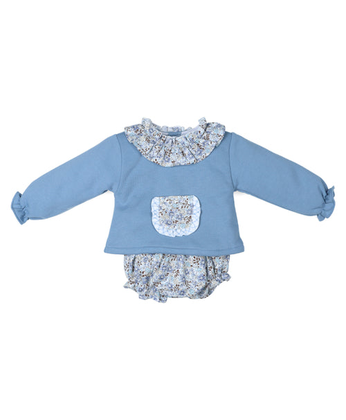 Conjunto bebé niña Tony Bambino | Sudadera con detalles florales y braguita a juego (3-24 meses)