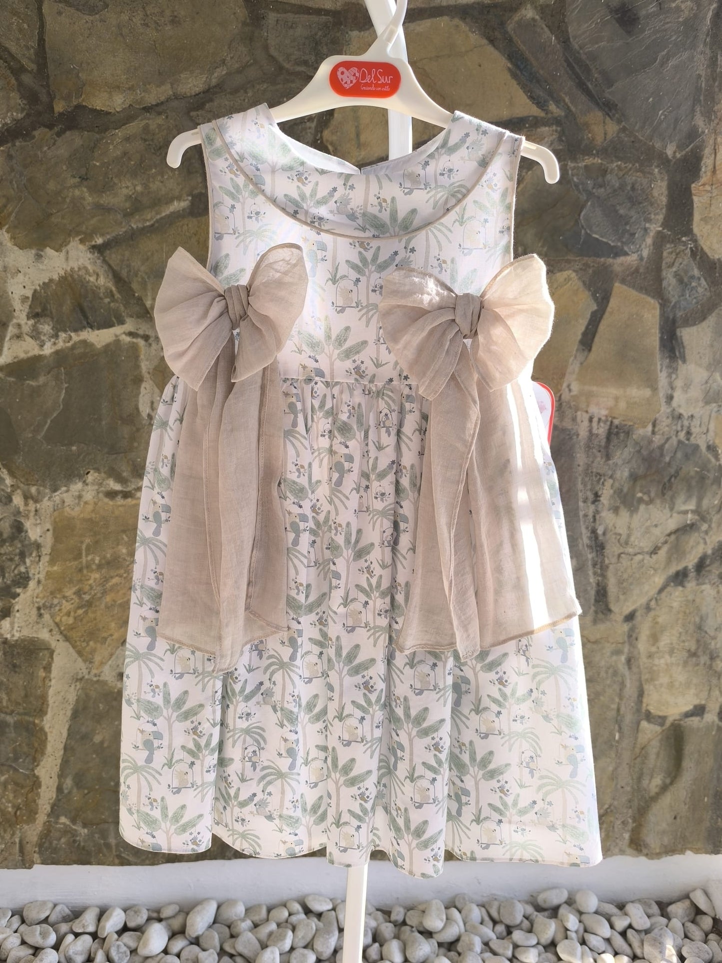 Vestido niña Bali Del Sur con  lazos de gasa y espalda elegante