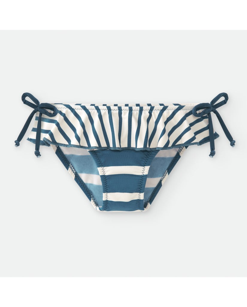 Bañador de Culetín para Niña Waterlemon – Estilo Marinero, Rayas Azules y Blancas con Volante y Lazos Laterales