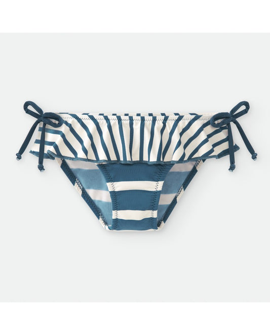 Bañador de Culetín para Niña Waterlemon – Estilo Marinero, Rayas Azules y Blancas con Volante y Lazos Laterales