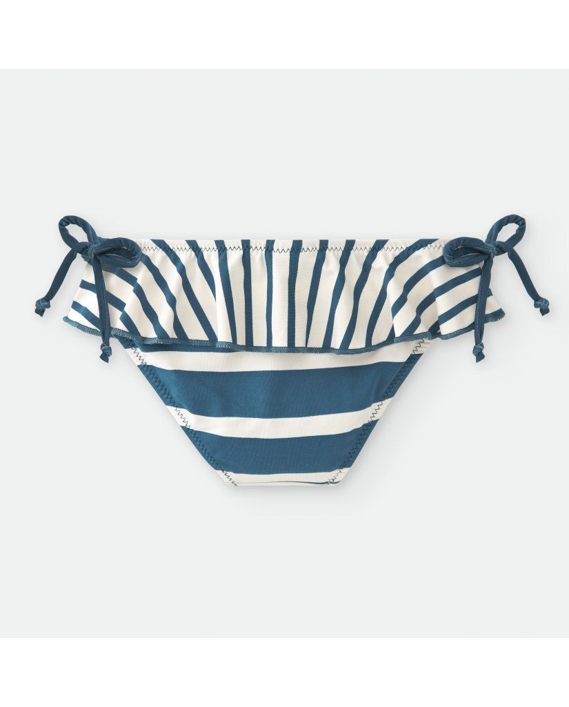 Bañador de Culetín para Niña Waterlemon – Estilo Marinero, Rayas Azules y Blancas con Volante y Lazos Laterales