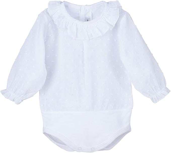 Body Plumeti Blanco de Manga Larga – Elegancia Clásica y Suavidad para Bebé
