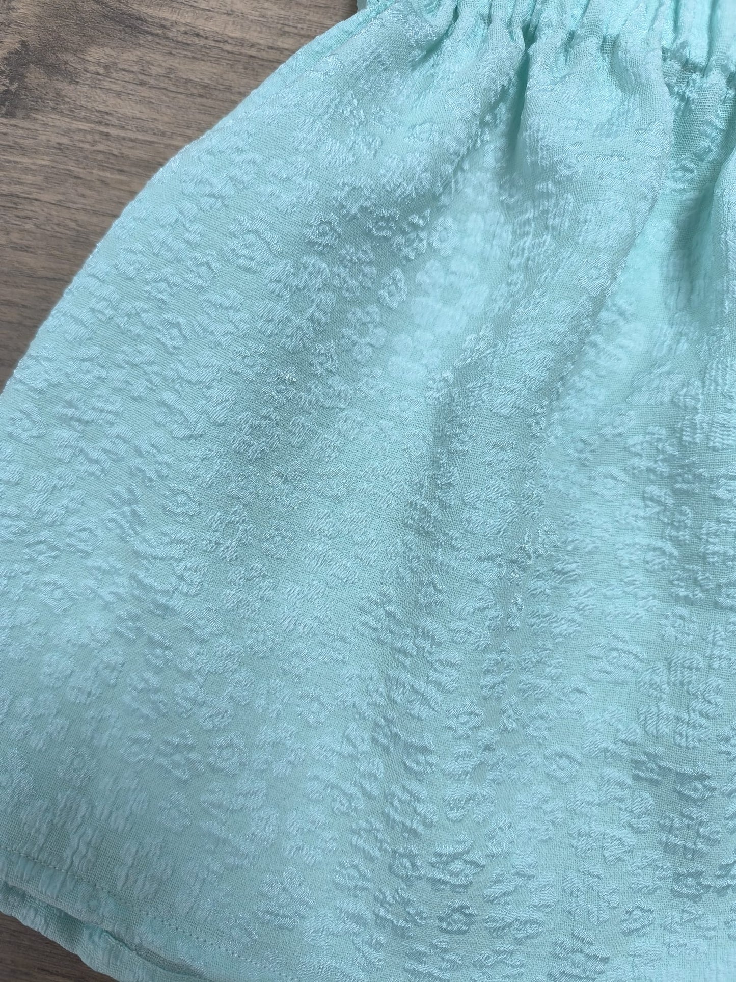 Falda Verde Agua para Niña – Cinturilla Elástica y Estampado Floral Elegante