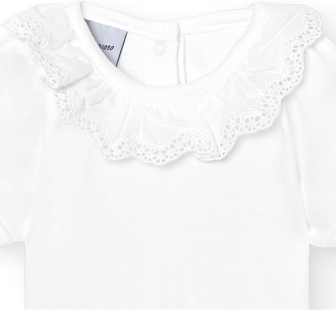 Body de bebé Babidu blanco con cuello de puntilla | 100% algodón