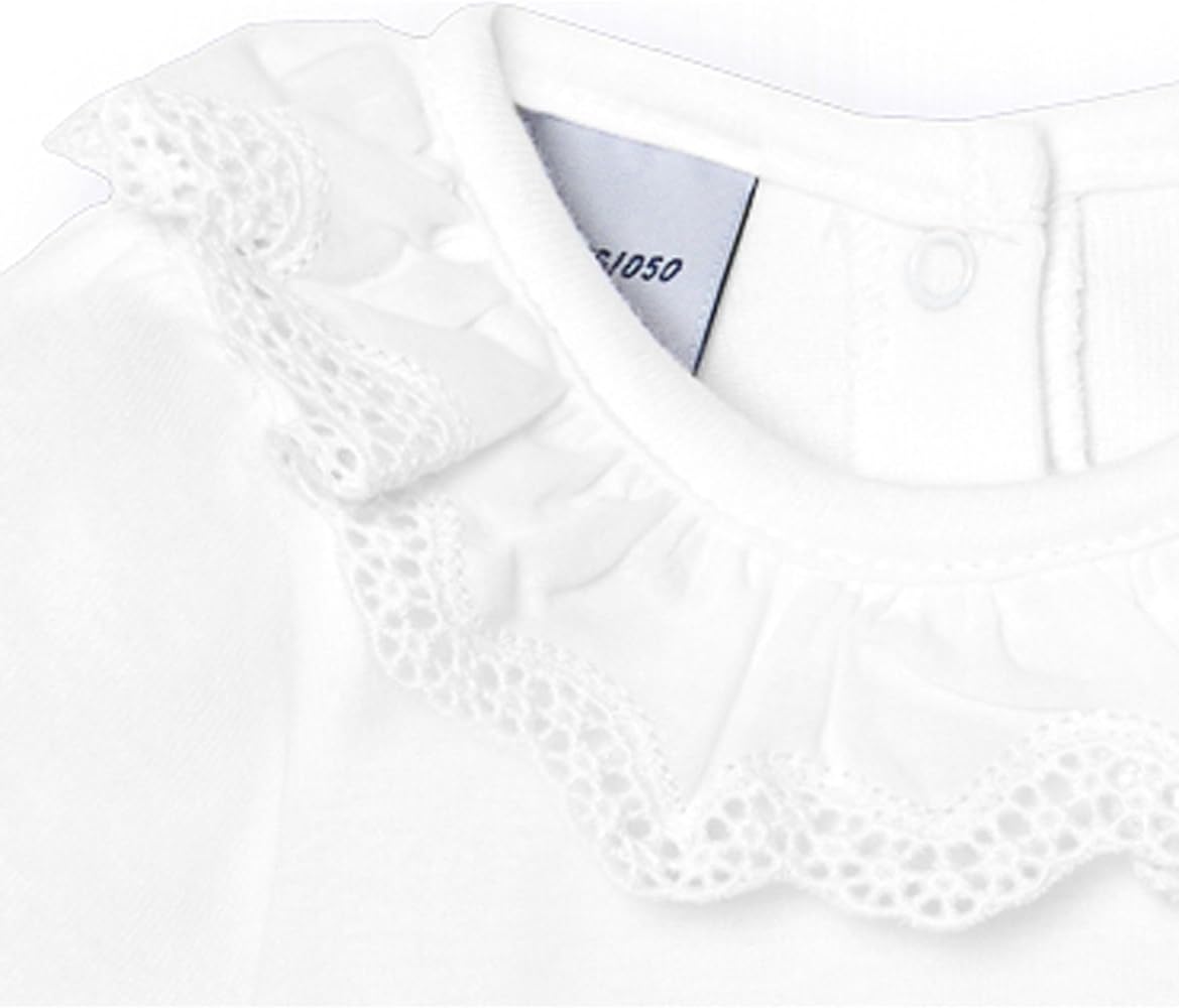 Body de bebé Babidu blanco con cuello de puntilla | 100% algodón