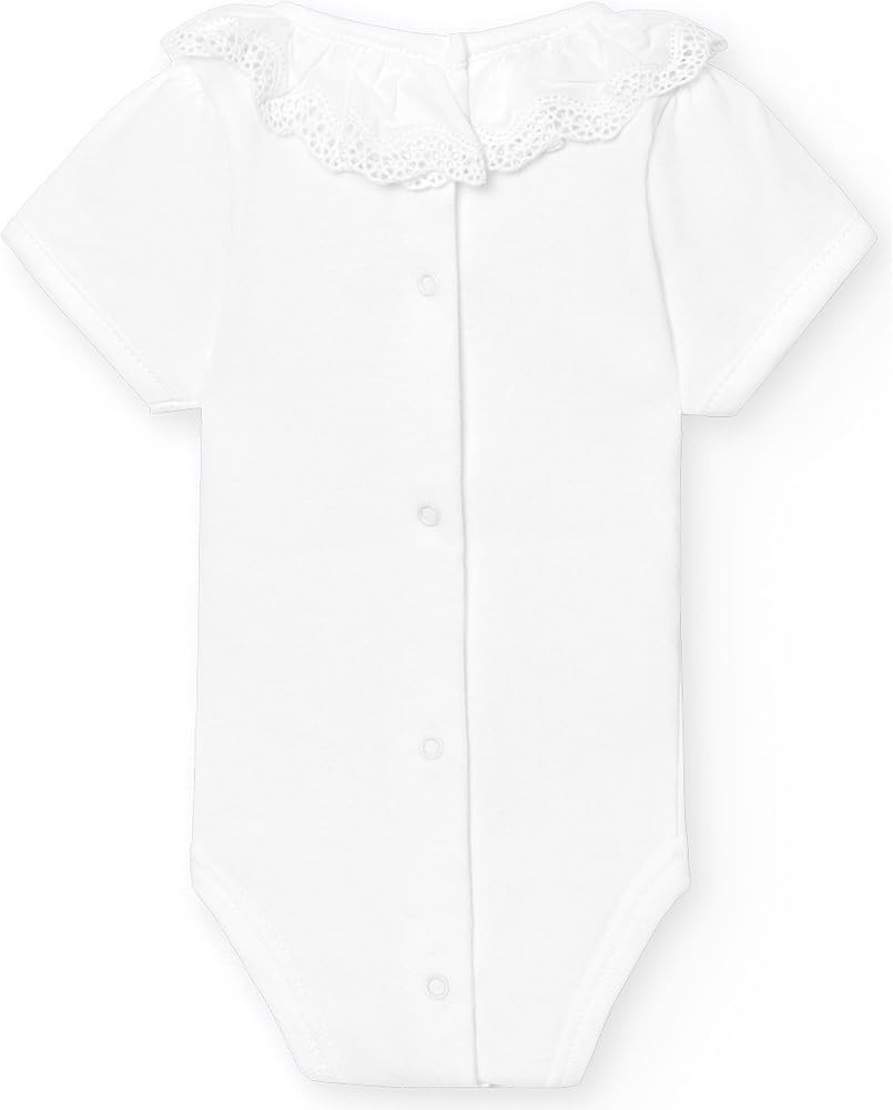 Body de bebé Babidu blanco con cuello de puntilla | 100% algodón