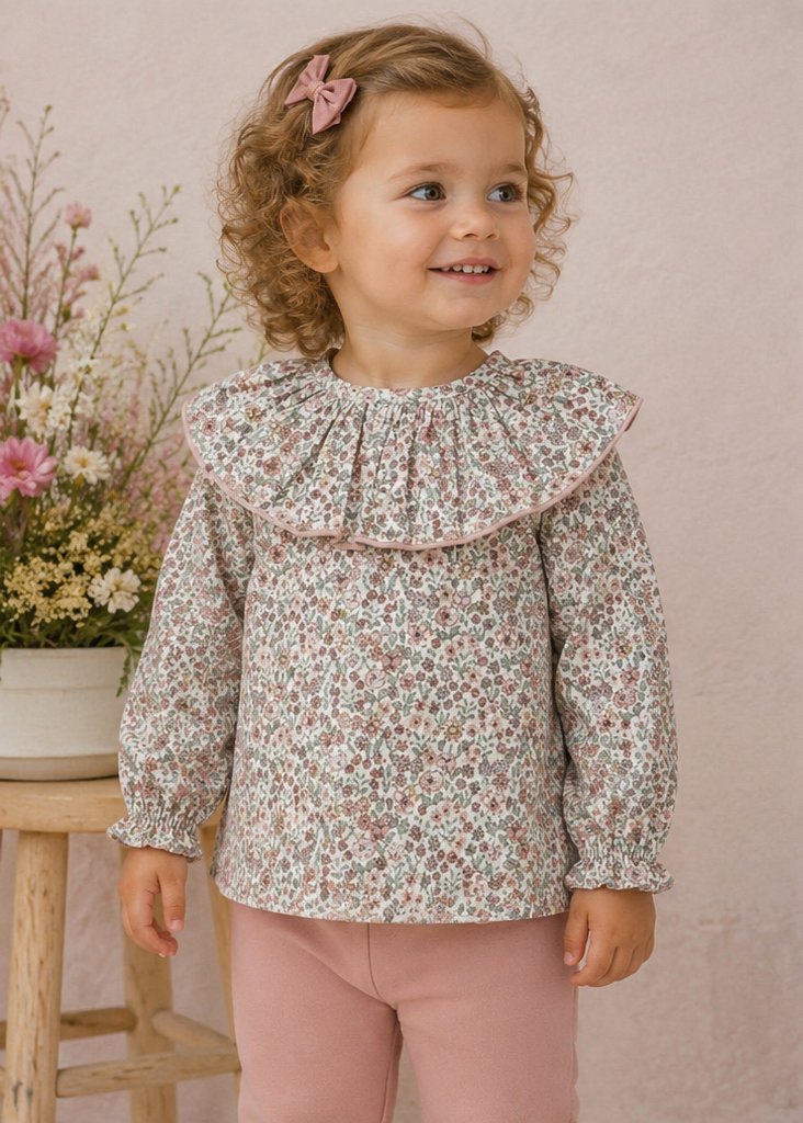 Camisa Narnia con estampado floral y maxicuello