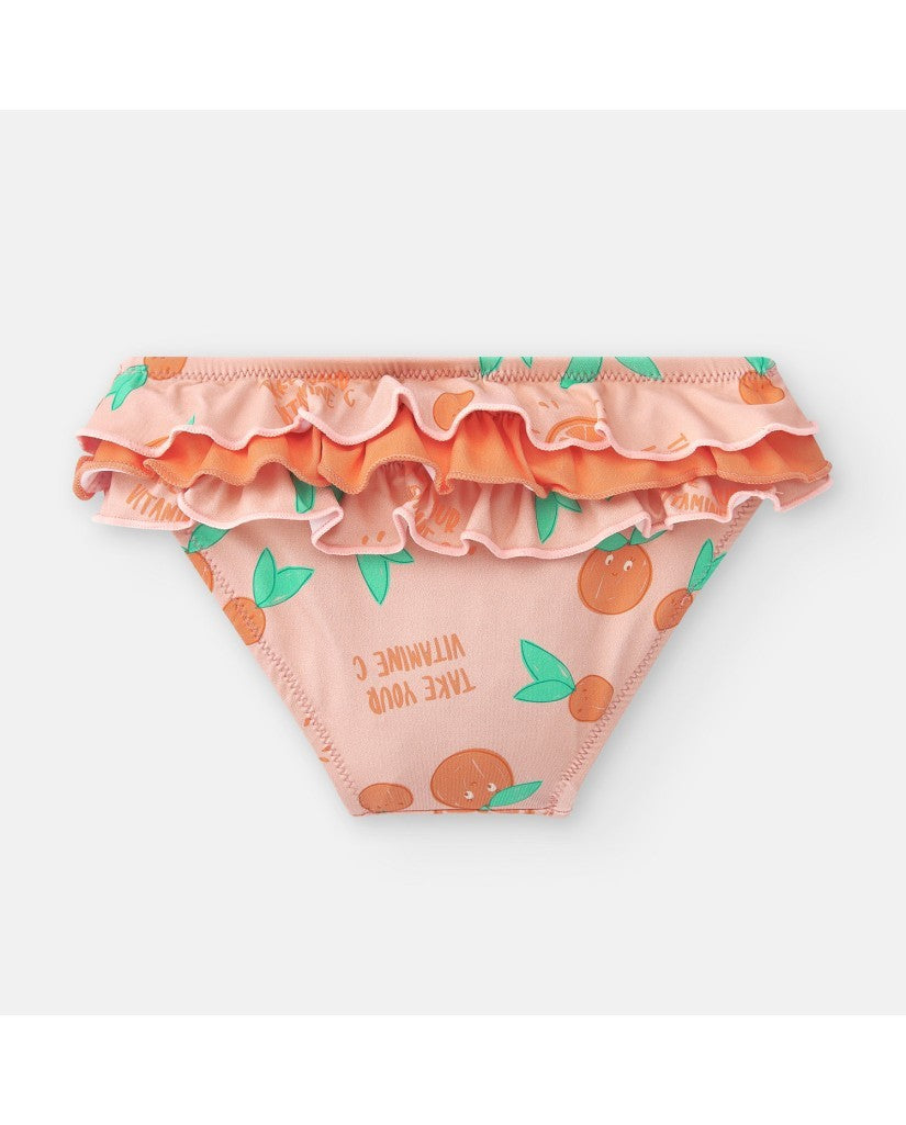 🍊 Bañador culetín naranja con estampado de naranjas, volante y lazos – Waterlem