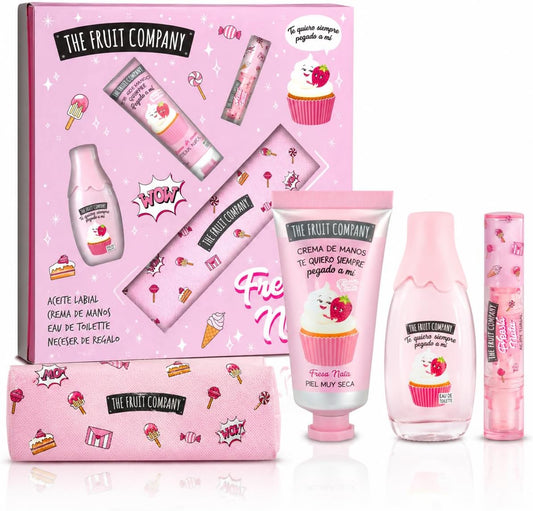 Set de Regalo Fresa y Nata The Fruit Company – Colonia, Aceite Labial, Crema de Manos y Estuche
