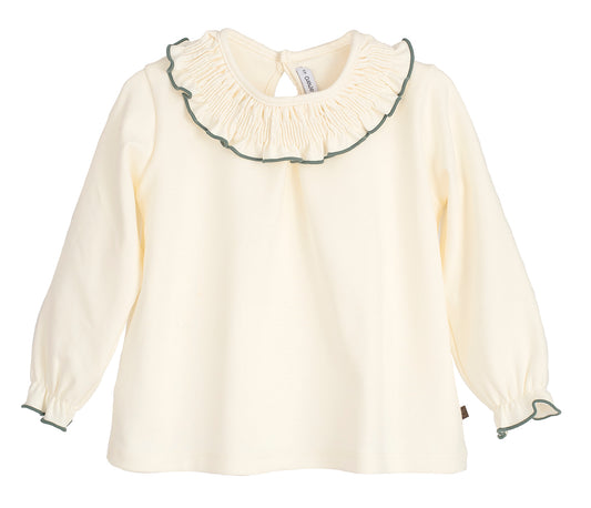 Blusa Titán Gom de Calamaro | Cuello Volante con filito en color Verde | Ropa Infantil Unisex de 3 a 6 años
