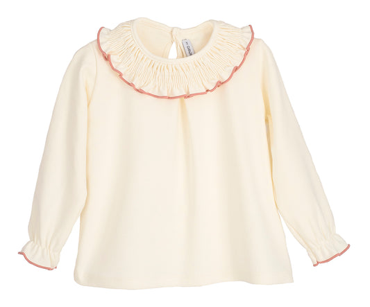 Blusa Titán Gom de Calamaro | Cuello Volante con filito en color Rosa | Ropa Infantil Unisex de 3 a 6 años