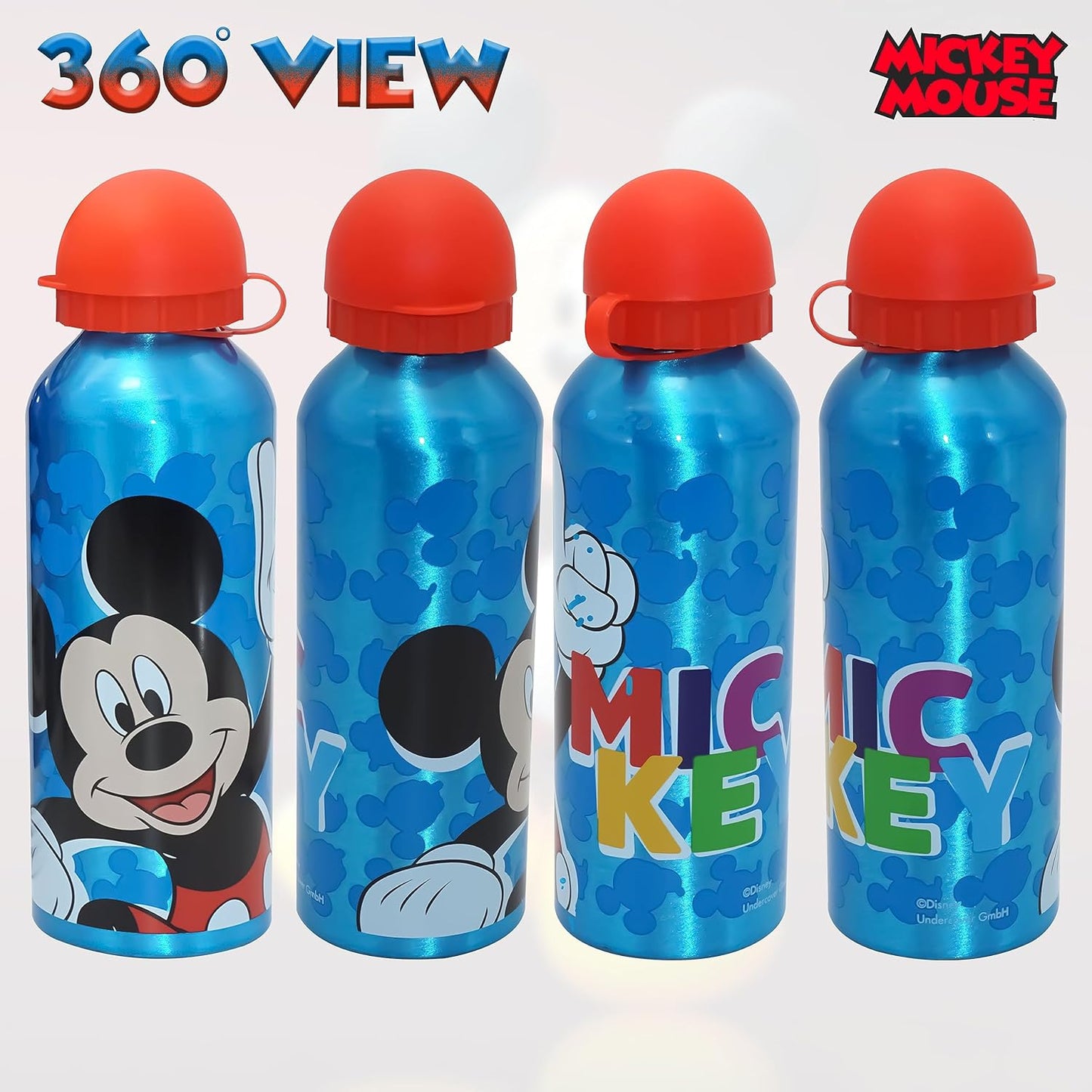 Pack Fiambrera y Botella de Acero Inoxidable Infantil Disney Mickey Mouse en Azul y Rojo