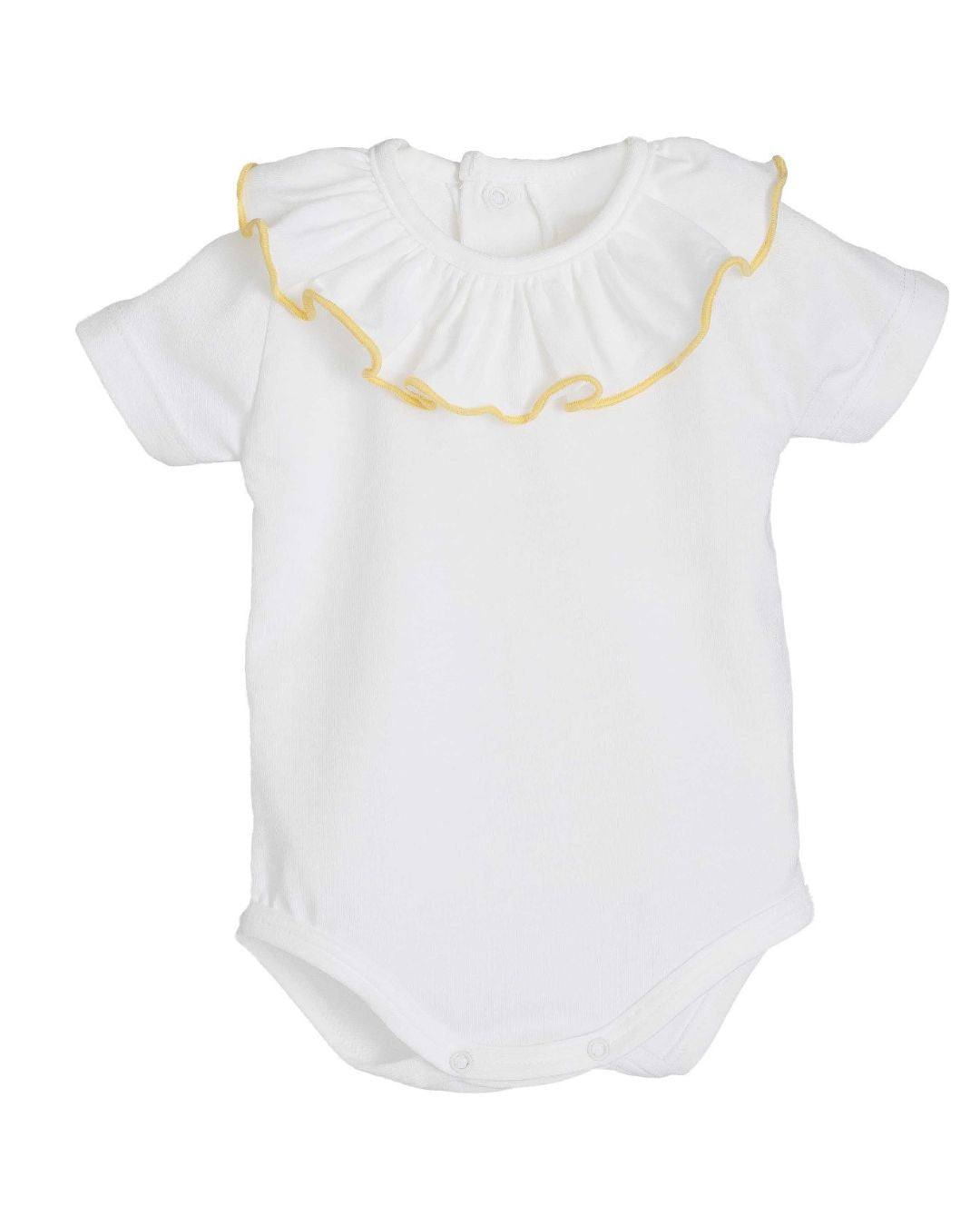 Body Titán Calamaro manga corta | 100% algodón | Cuello volante con ribete amarillo