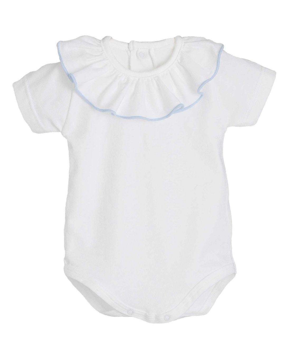 Body Titán Calamaro manga corta | 100% algodón | Cuello volante con ribete celeste