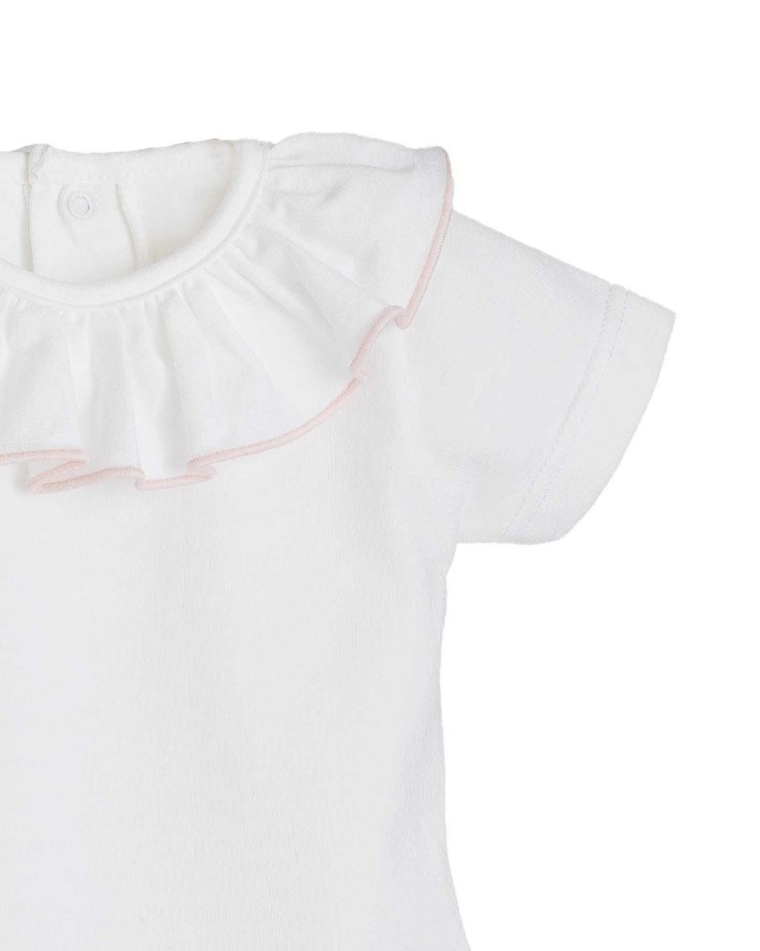 Body Titán Calamaro manga corta | 100%  | Cuello volante con ribete rosa