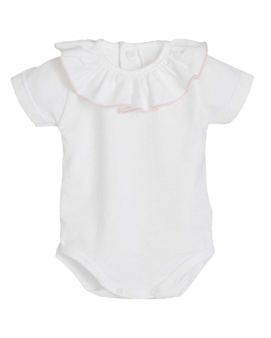 Body Titán Calamaro manga corta | 100%  | Cuello volante con ribete rosa