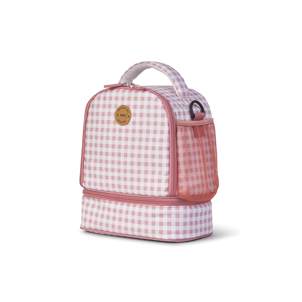 Bolsa térmica infantil Saro rosa vichy | Porta alimentos para bebés y niños