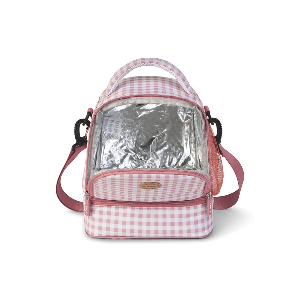Bolsa térmica infantil Saro rosa vichy | Porta alimentos para bebés y niños