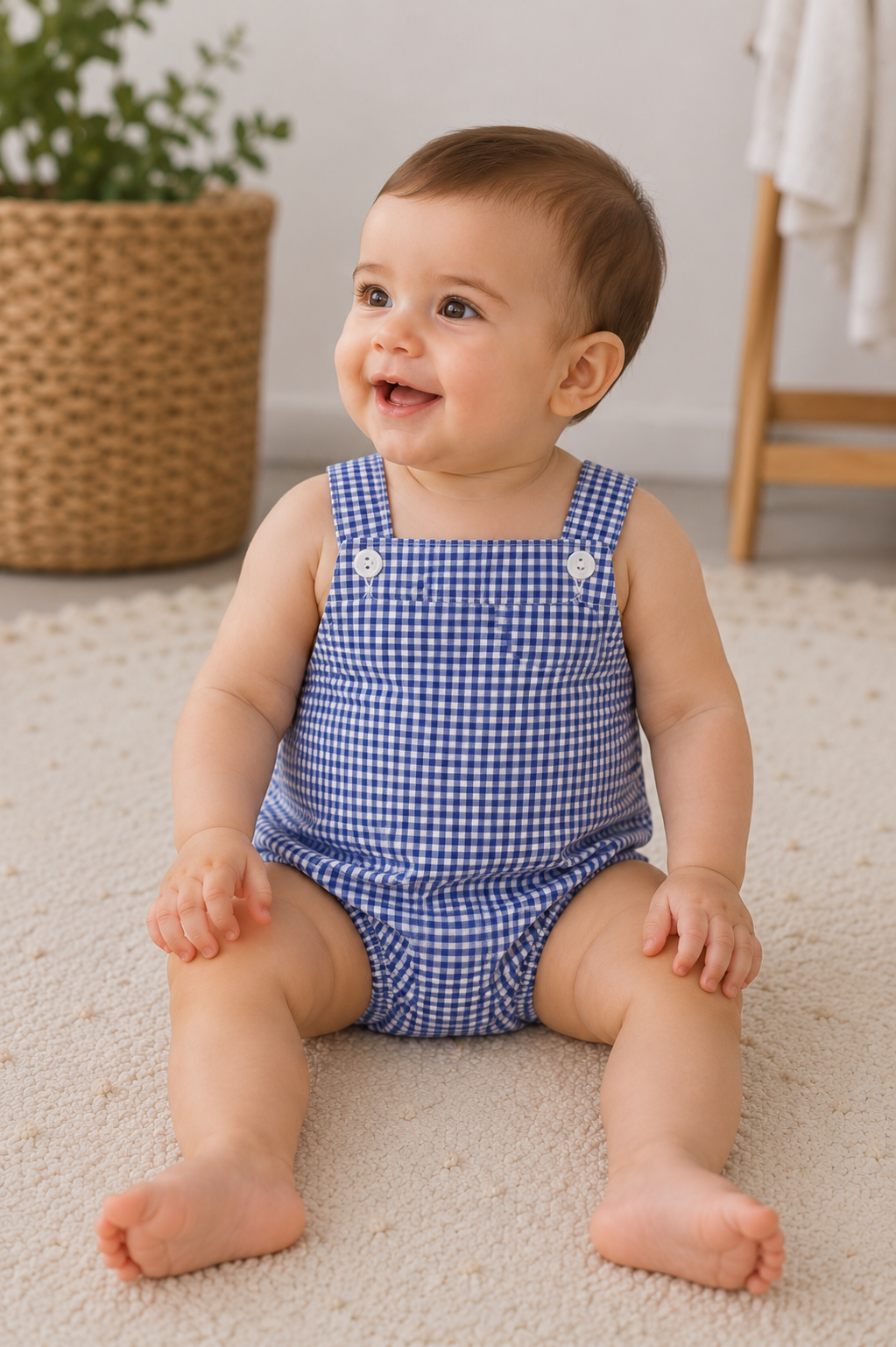 Peto Unisex para Bebé Azul Marino con Cuadros Vichy - Tony Bambino