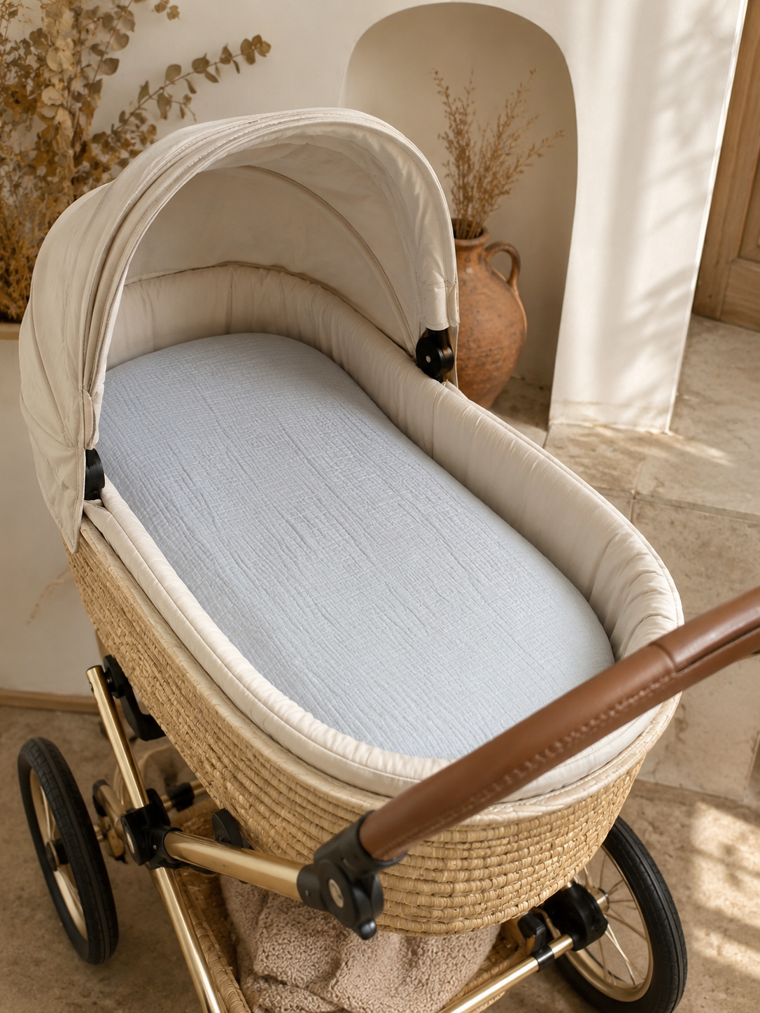 Sábana Bajera para Capazo 40x80 cm de Bambula de Algodón – Gris Claro