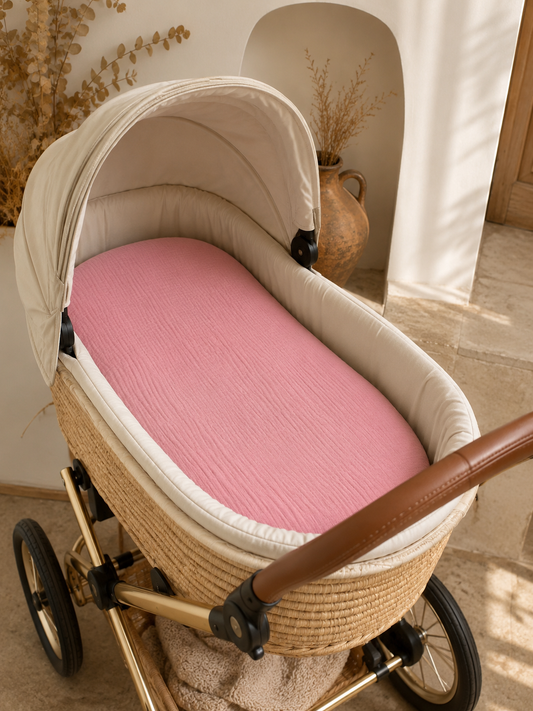 Sábana Bajera para Capazo 40x80 cm de Bambula de Algodón – Rosa Fucsia