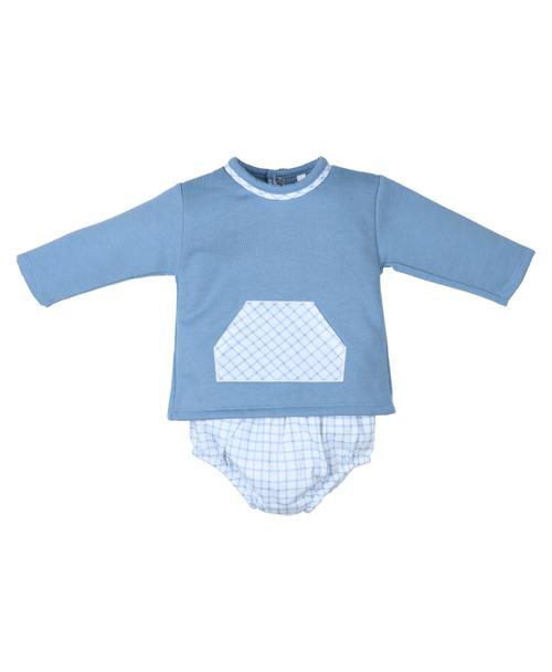 Conjunto de bebé niño Tony Bambino| Sudadera y Ranita de Cuadros a juego (3 - 24 meses)