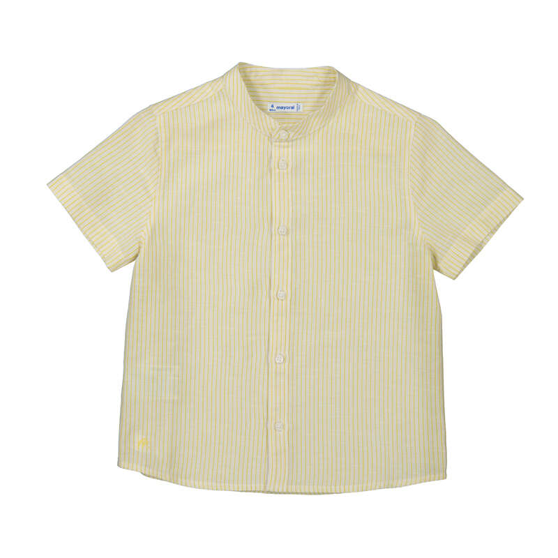 Camisa cuello mao con lino niño color Oliva