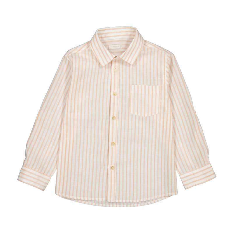 Camisa manga larga con lino niño Color Mandarina