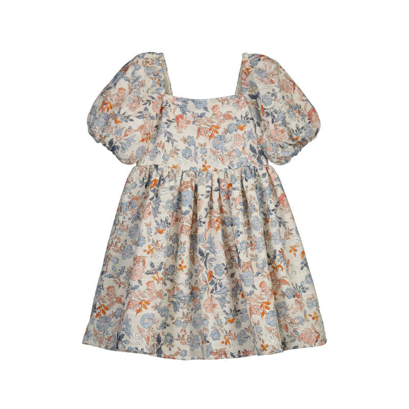 Vestido flores manga abullonada niña