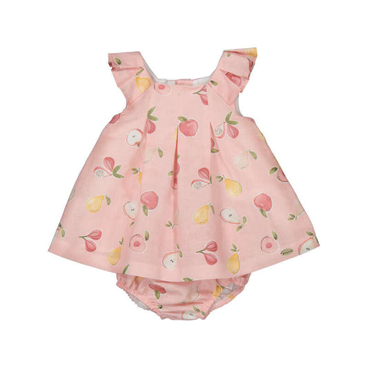 Vestido Estampado de Lino con Cubrepañal Rosa