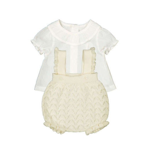 Conjunto Unisex Peto Tricot y Blusa en Color Cerámica | 100% Algodón