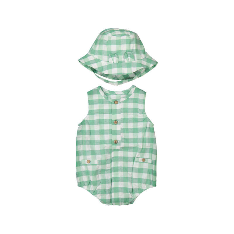 Pelele Verde de Cuadros Vichy con Gorro para Recién Nacido – Mayoral