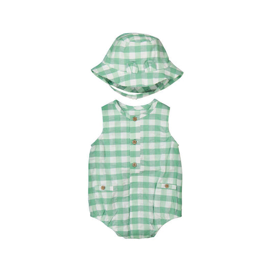 Pelele Verde de Cuadros Vichy con Gorro para Recién Nacido – Mayoral