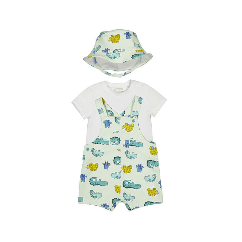 Conjunto 3 Piezas animales Bebé | Peto Corto, Camiseta y Gorro