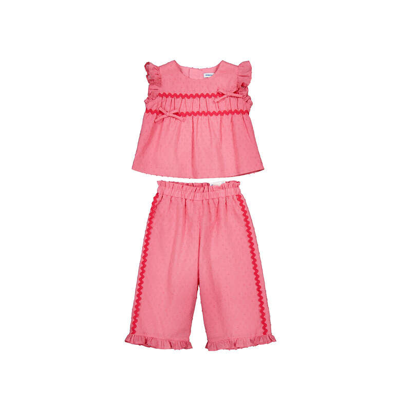 Conjunto pantalón y blusa volantes bebé