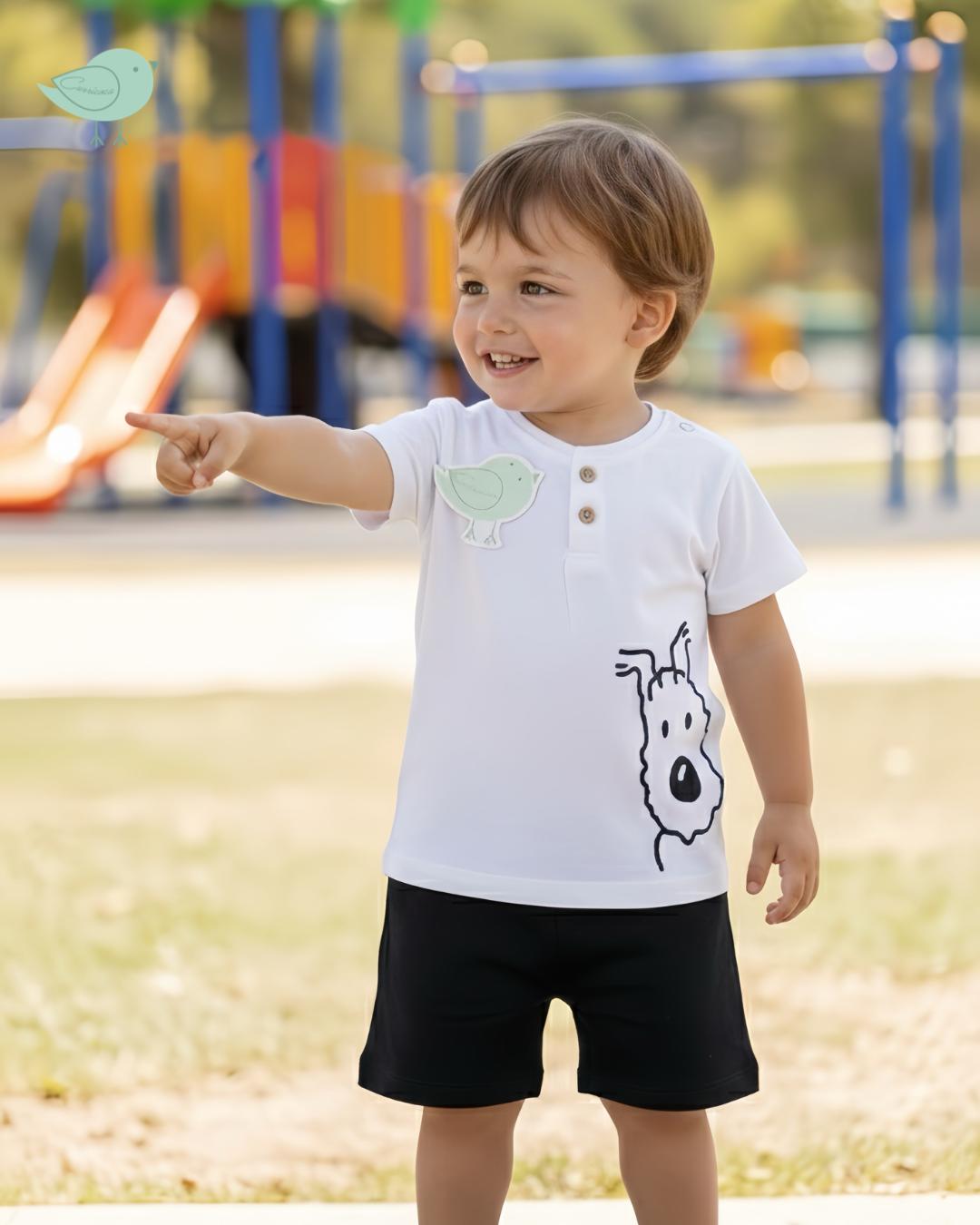 Conjunto Milú | Camiseta Bordada y Pantalón Corto Negro